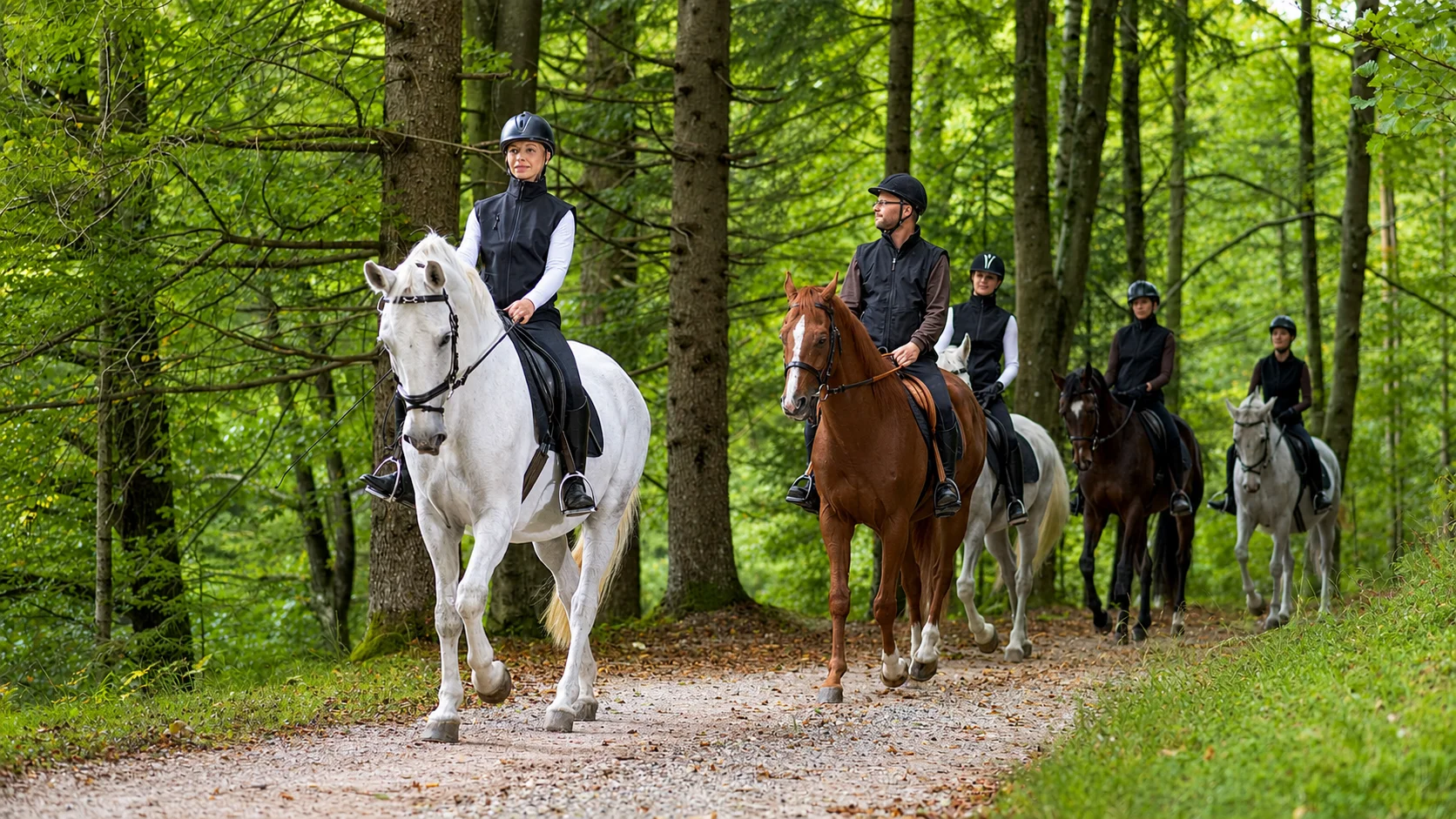Horse riders in nature